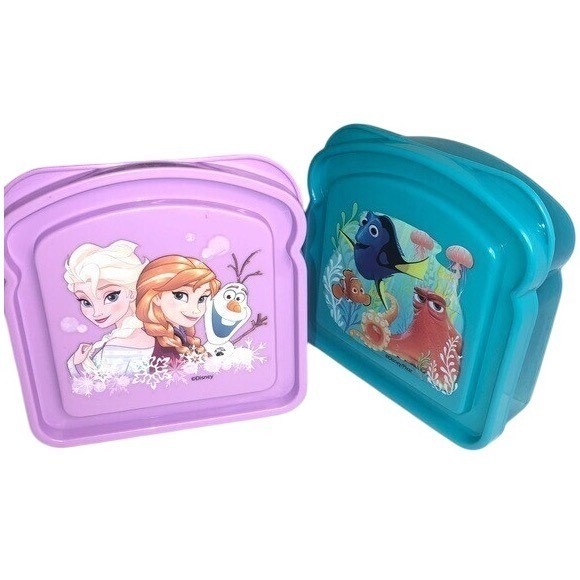 Disney Frozen & Finding Dory Sandwich Container Set of 2 Lunch Box - Picture 1 of 9